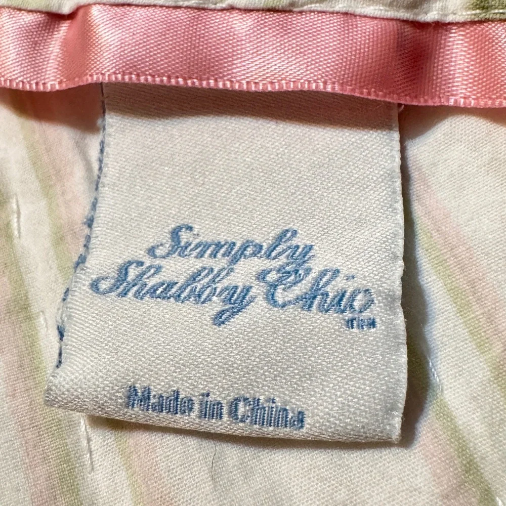 Simply Shabby Chic Dainty Floral Stripe  Reversible Cotton Quilt Pink Satin Trim